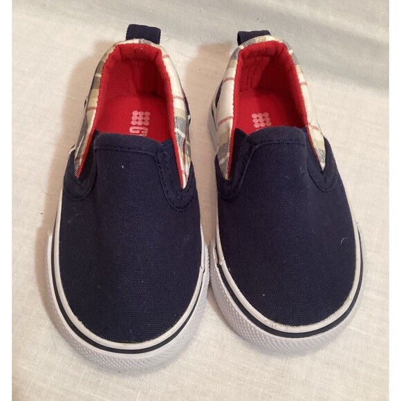 Gymboree Surf Style Boys Blue & Plaid Size 4 Toddler Slip On Canvas Shoes - Picture 2 of 13